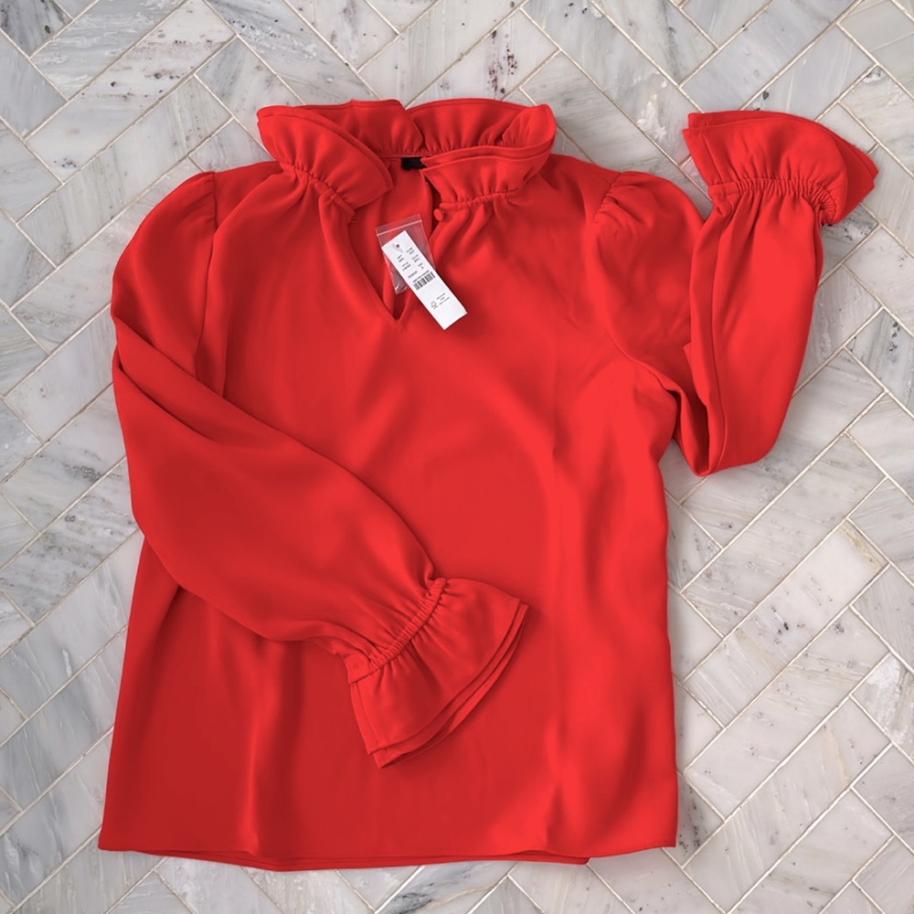 NWT Jcrew orange red (awesome color) crepe blouse!